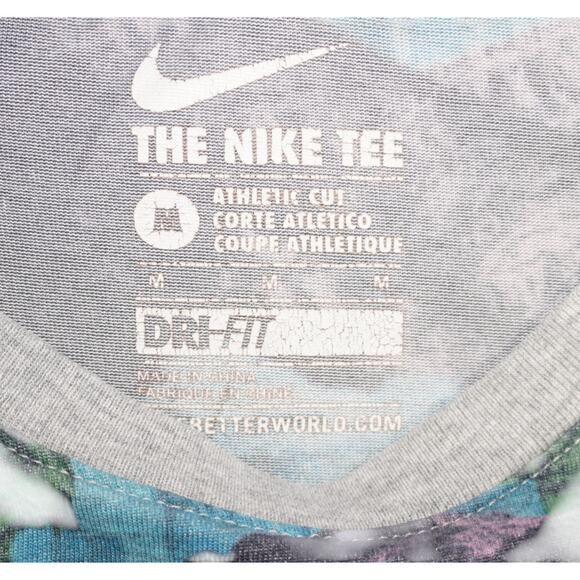Nike LeBron Dri-Fit Tee Size M Multicolor Landscape Print Athletic Cut - Picture 2 of 3